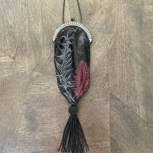 Whiting & Davis NWOT Feather Design Mesh Bag